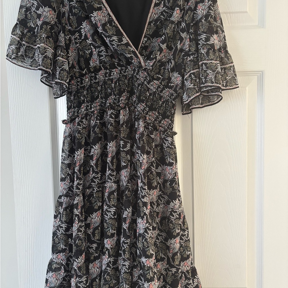 Max Studio Black and Pink Floral Mini Dress